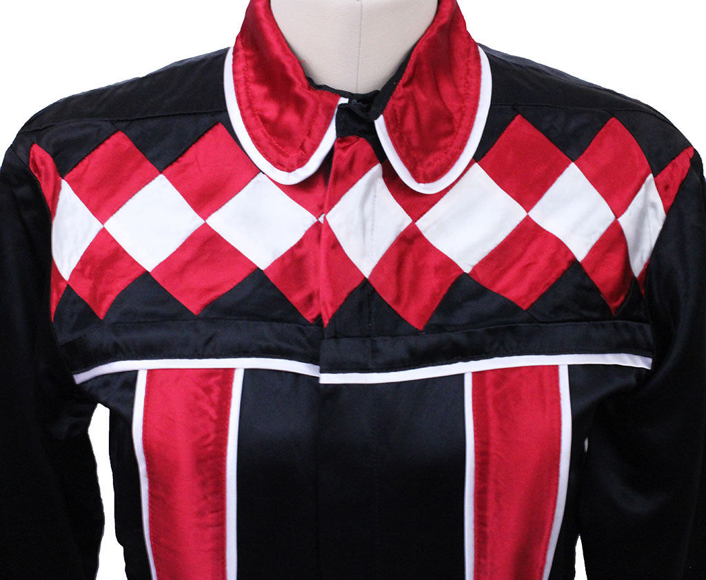 Road Silks Black, Red, and White Diamond