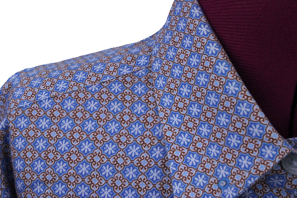 Shirt Issued By Ellie May Blue and Orange Medallion