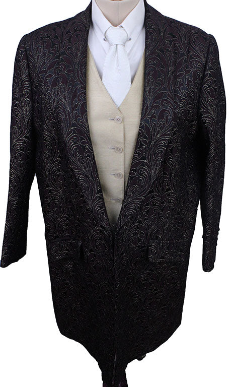 Day Coat Chavez Maroon, Black and Gold Paisley Brocade