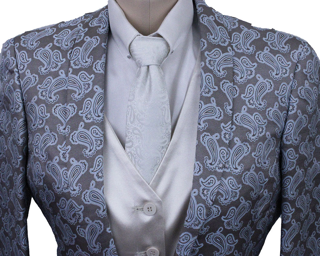 Day Coat DeRegnaucourt Tan and Blue Paisley Brocade