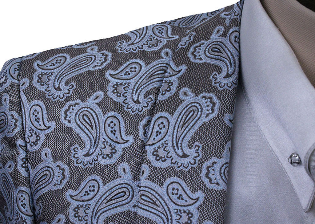 Day Coat DeRegnaucourt Tan and Blue Paisley Brocade