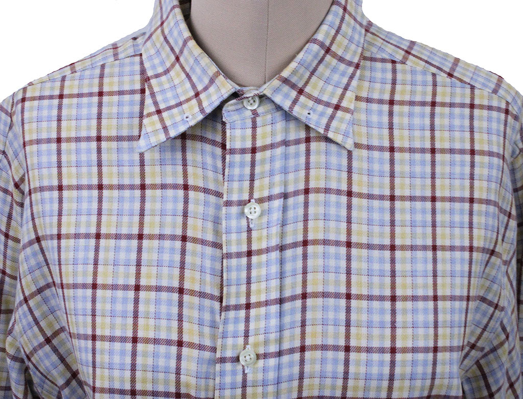 Shirt Carl Meyers Blue, Maroon, and Yellow Plaid
