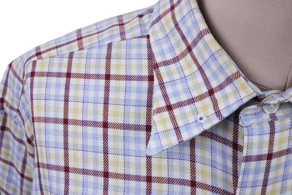 Shirt Carl Meyers Blue, Maroon, and Yellow Plaid