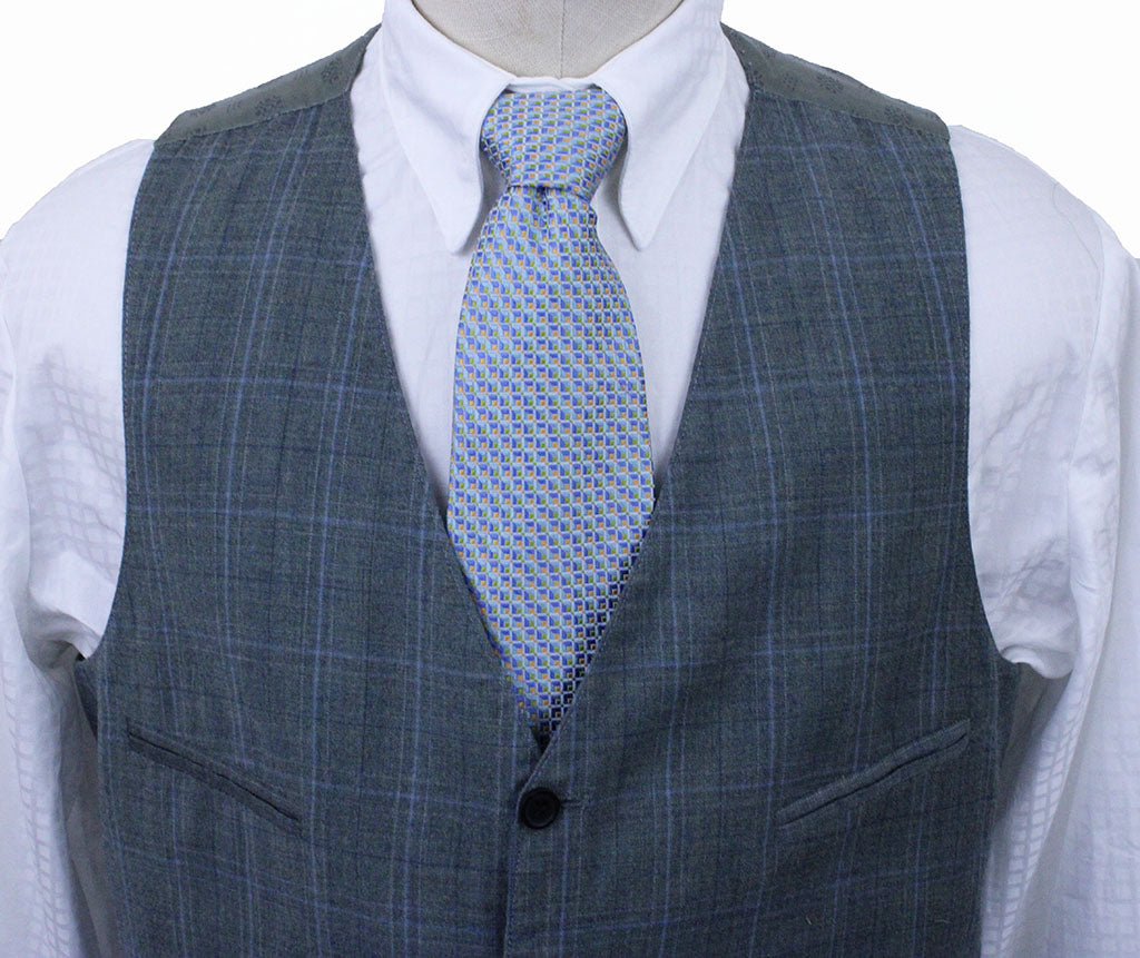 Men's Vest Becker Brothers Sage with Light Blue Glenplaid