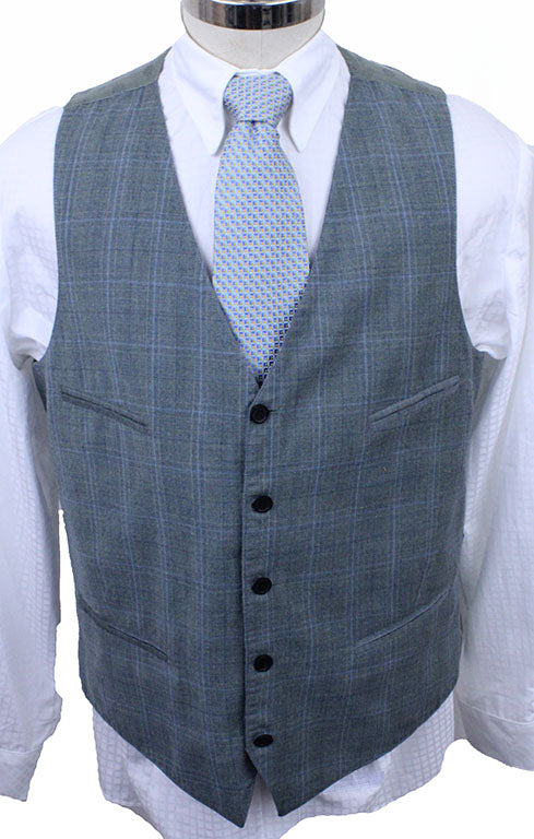 Men's Vest Becker Brothers Sage with Light Blue Glenplaid