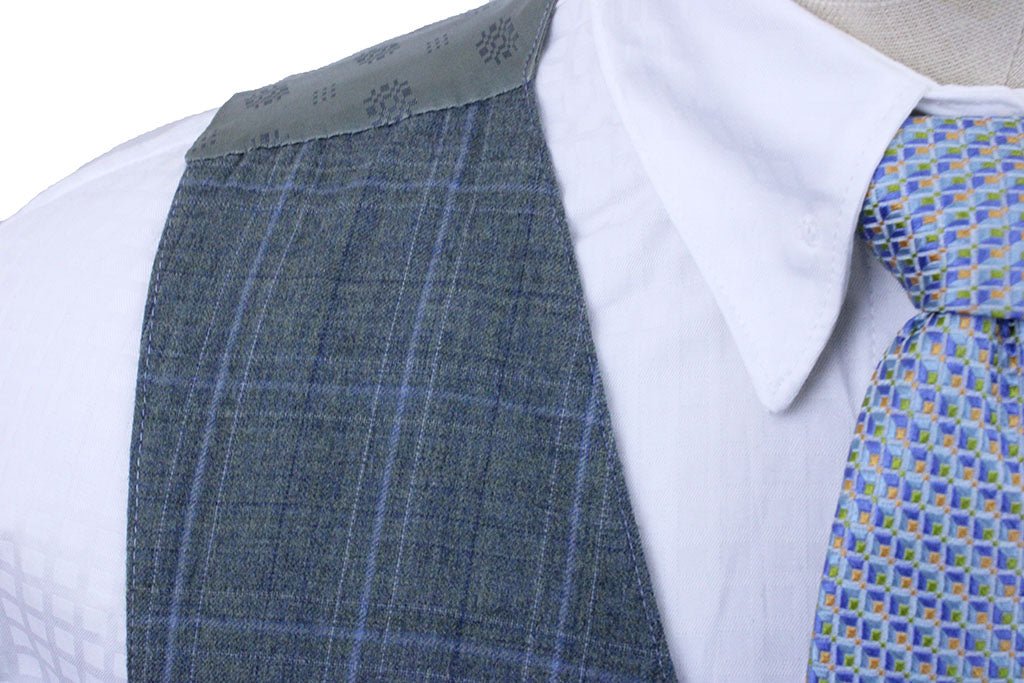 Men's Vest Becker Brothers Sage with Light Blue Glenplaid