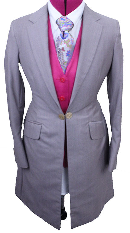Day Suit Becker Brothers Grey with Pink Pinstripe