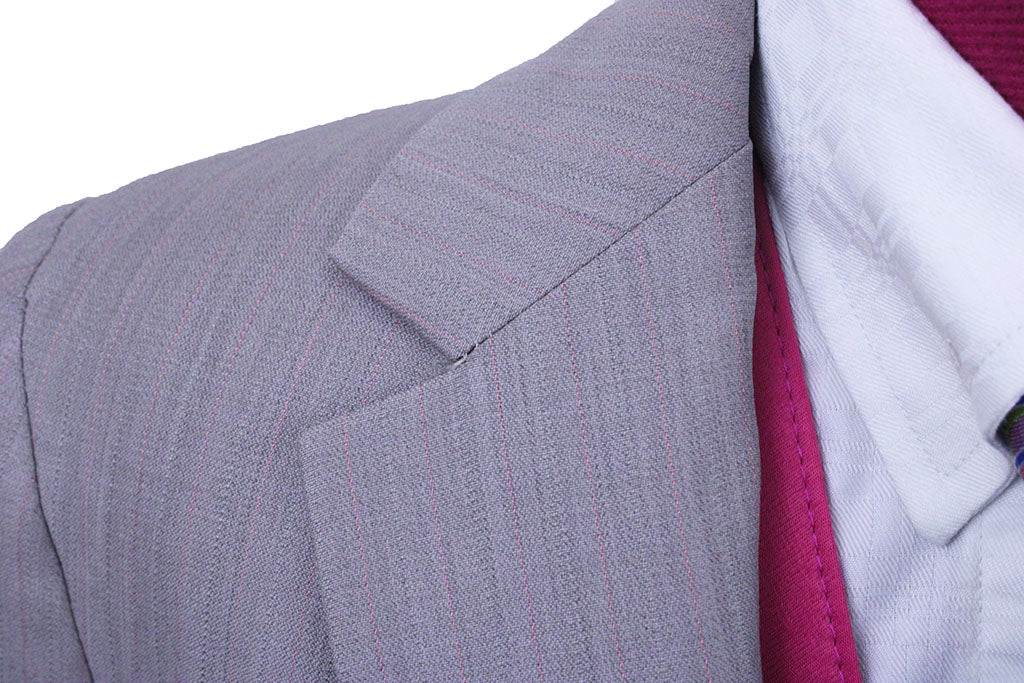 Day Suit Becker Brothers Grey with Pink Pinstripe