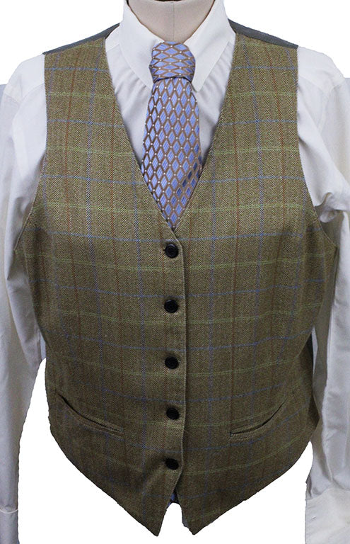 Vest Carl Meyers Gold Herringbone with Blue, Lime, and Rust Windowpane