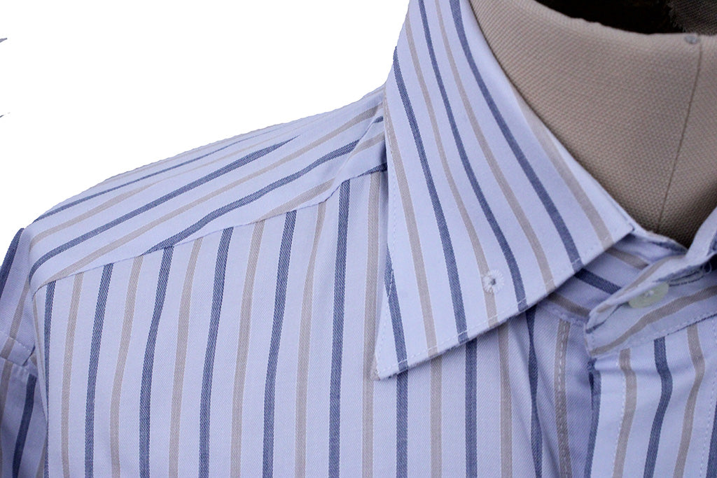 Shirt Becker Brothers Light Blue with Gold and Navy Stripe