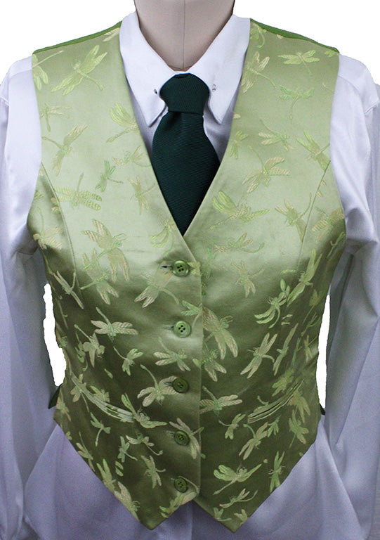 Vest Marsha DeArriaga Lime Green Dragonfly