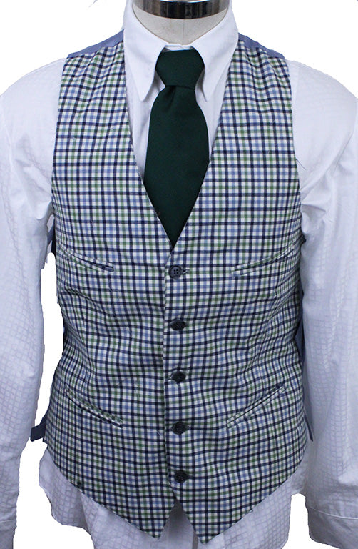 BRAND NEW! Men's Becker Brothers Vest with Sage and Navy Plaid
