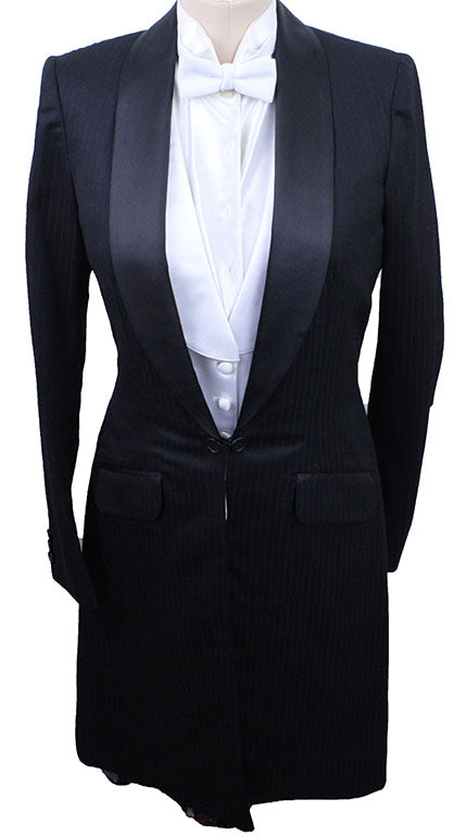 BRAND NEW! Becker Brothers Black Thin Shadow Stripe Sheen Formal