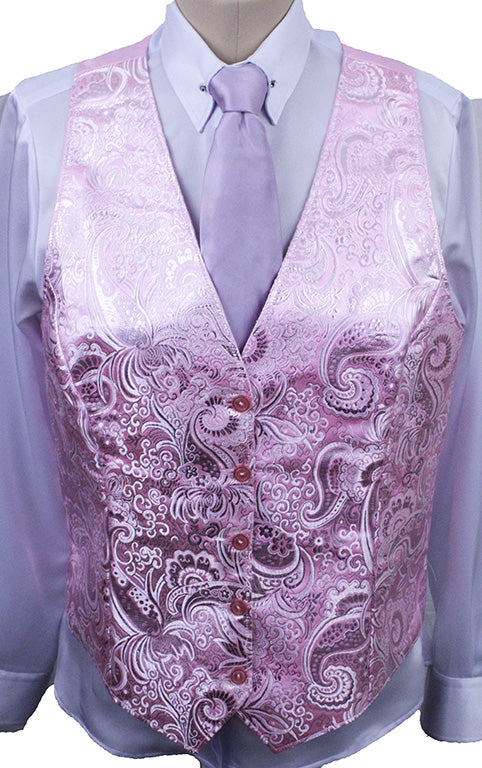 Vest Well Suited Pink and Silver Brocade
