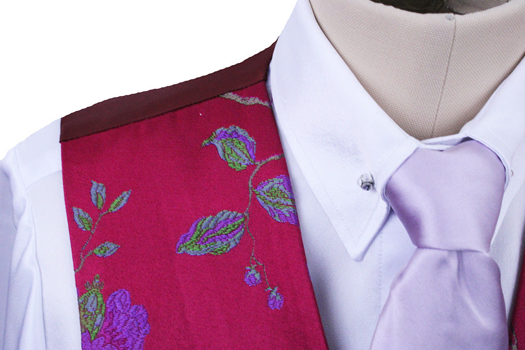 Vest Marsha DeArriaga Magenta Floral Brocade