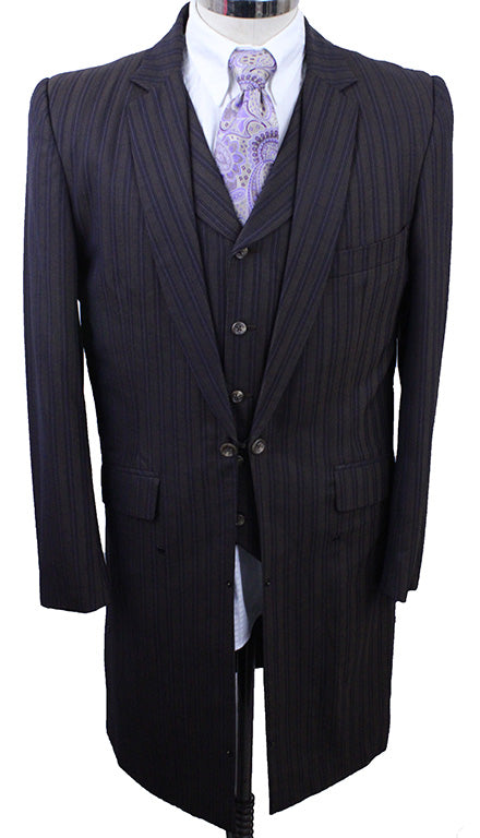 Men's Suit Chavez Brown with Purple and Gold Pinstripe