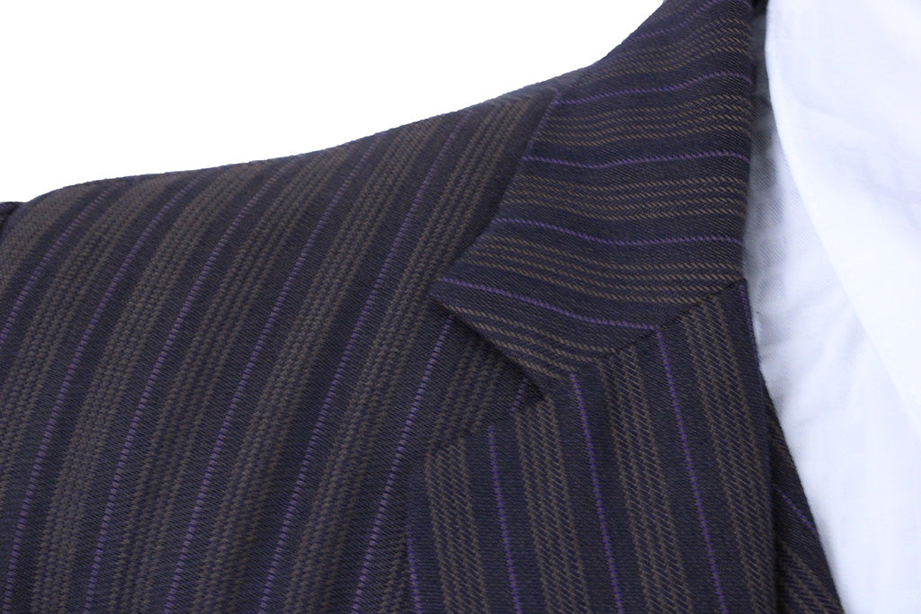 Men's Suit Chavez Brown with Purple and Gold Pinstripe