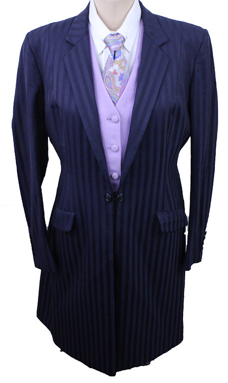 Day Suit Saddleseat Connection Navy Shadow Stripe with Red Pinstripe