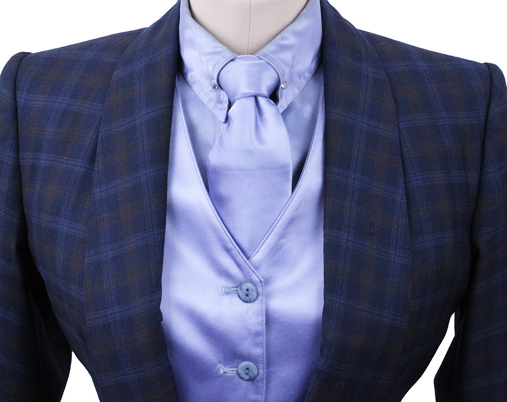Day Coat Becker Brothers Navy with Copper and Light Blue Plaid