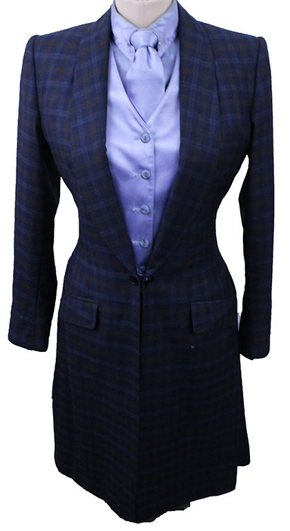 Day Coat Becker Brothers Navy with Copper and Light Blue Plaid