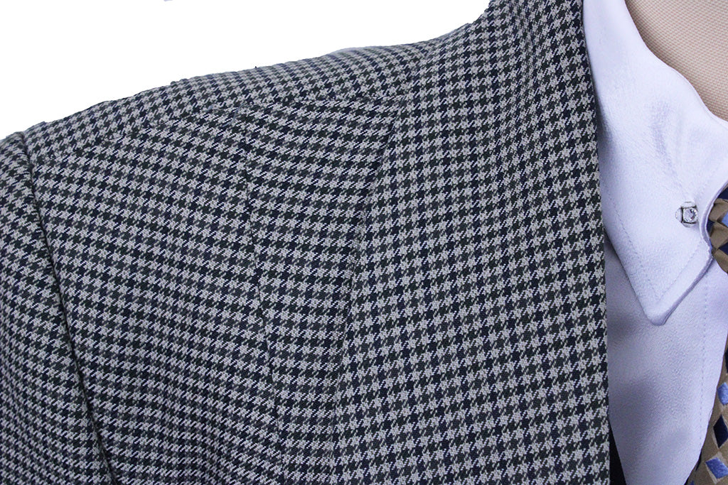 Day Coat Equestrian Collection Tan with Navy and Sage Houndstooth