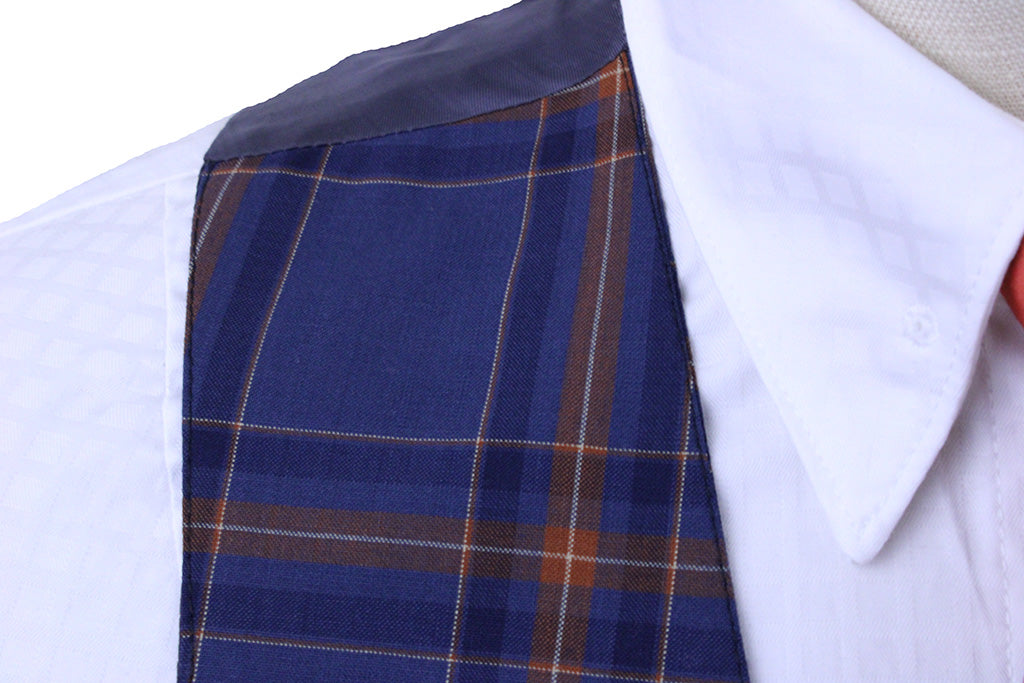 BRAND NEW! Becker Brothers Men's Vest Navy with Copper Windowpane