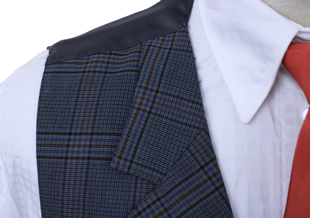 Vest DeRegnaucourt Steel with Navy and Rust Glenplaid