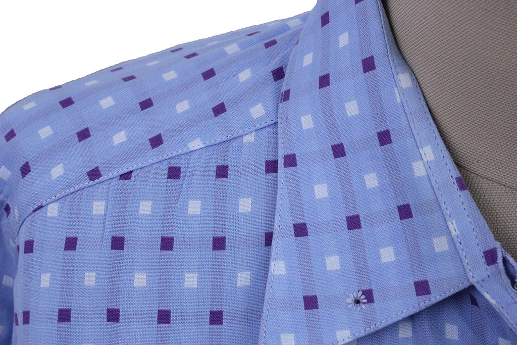 Shirt Marsha DeArriaga Blue with Purple and White Box