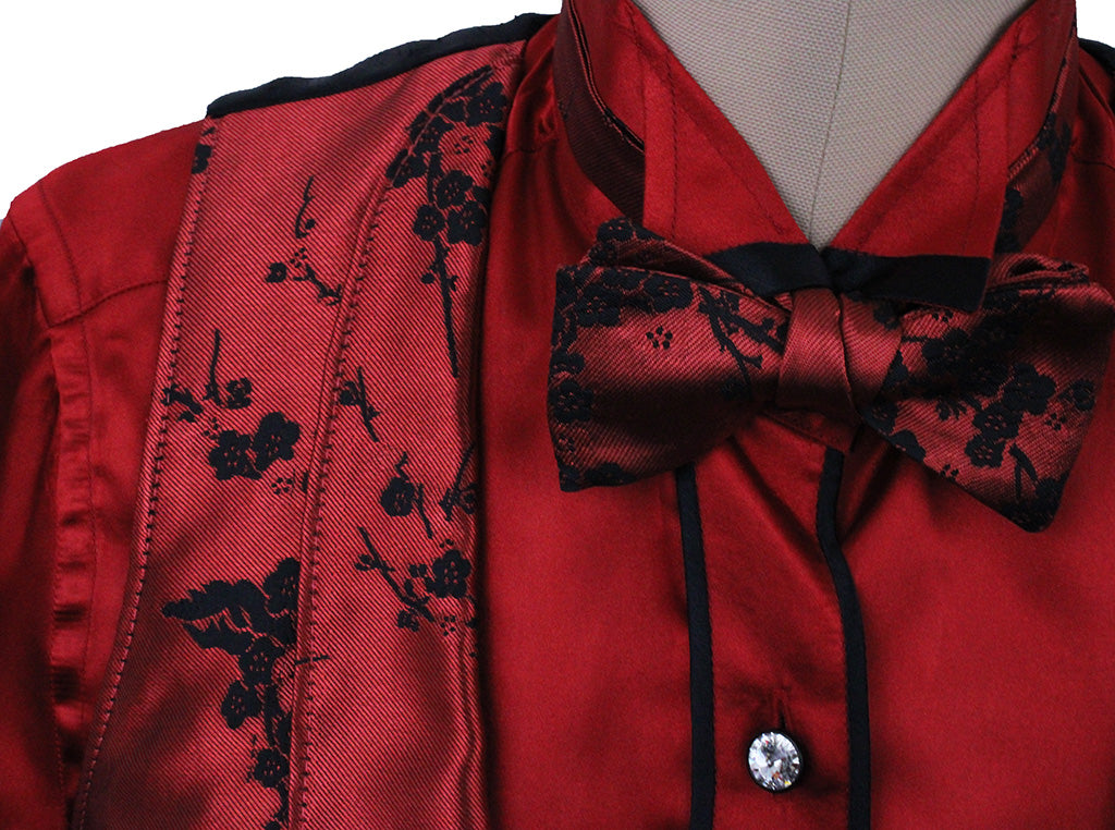 BRAND NEW! Show Season Red and Black Floral Brocade Formal Set