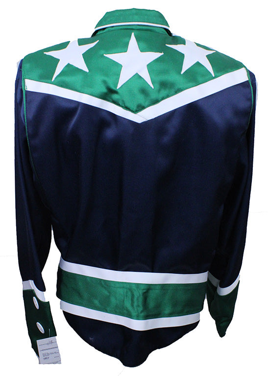 Road Silks Navy and Green with White Piping and Stars