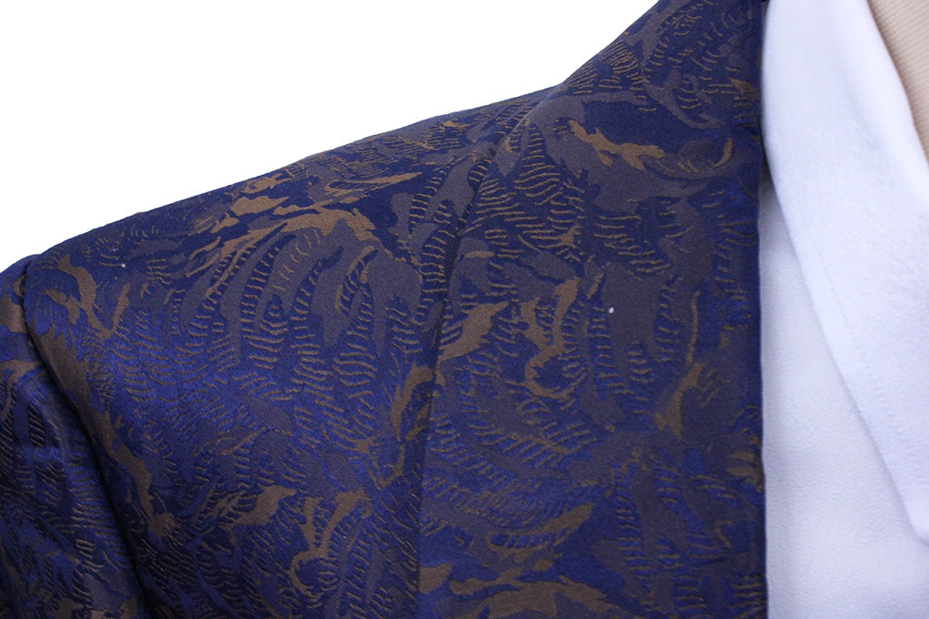 Day Coat DeRegnaucourt Navy and Copper Floral Brocade