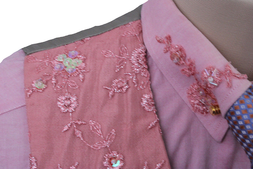Shirt and Vest Combination Show Season Coral Beaded Applique