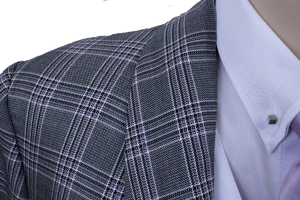 Day Coat Becker Brothers Silver with Purple Glenplaid