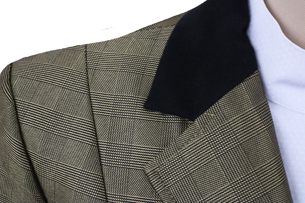 Hunt Coat Freddy Gold and Black Glenplaid with Black Breeches