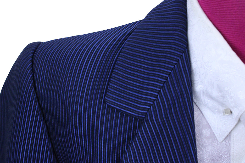 Day Suit Marsha DeArriaga Bright Navy Pinstripe Sheen
