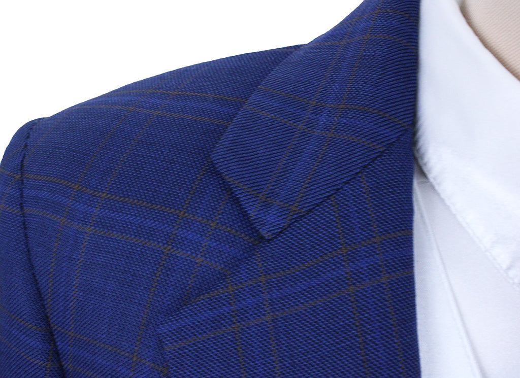Day Suit Frierson Medium Blue with Rust Windowpane