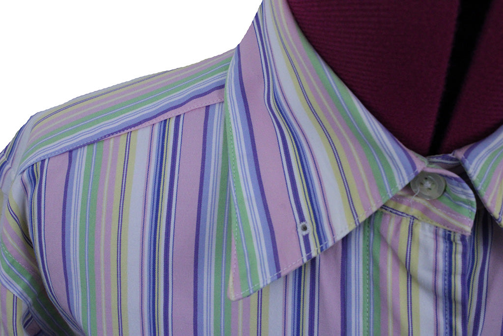 Shirt Becker Brothers Pink, Lime, Yellow, and Blue Stripe
