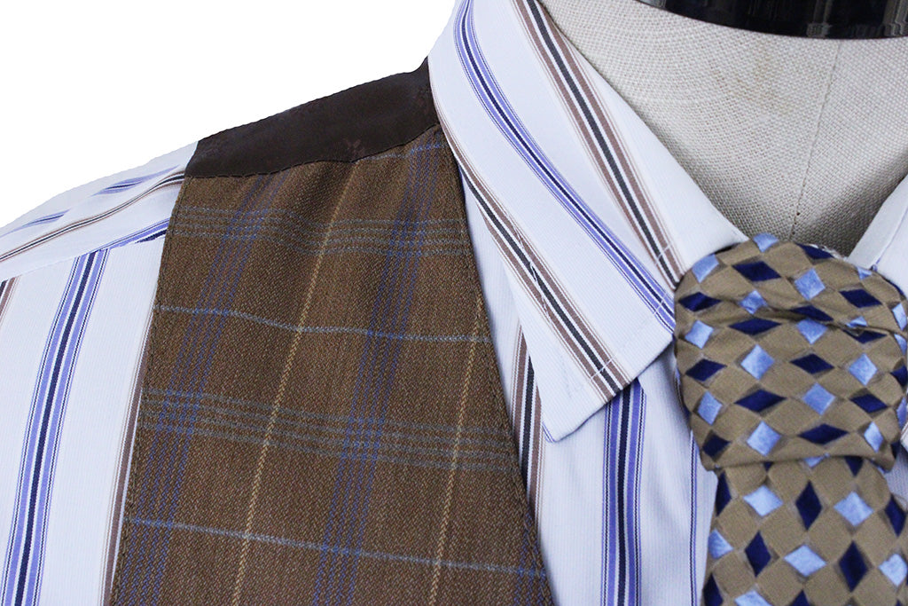 Men's Vest Becker Brothers Pecan with Blue, Gold, and Light Blue Glenplaid