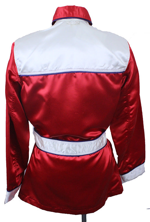 Road Silks Red with Purple and White Piping