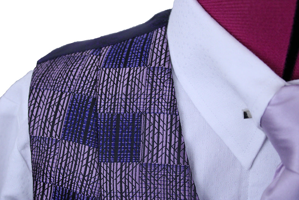 Vest Chavez Purple and Navy Box Brocade