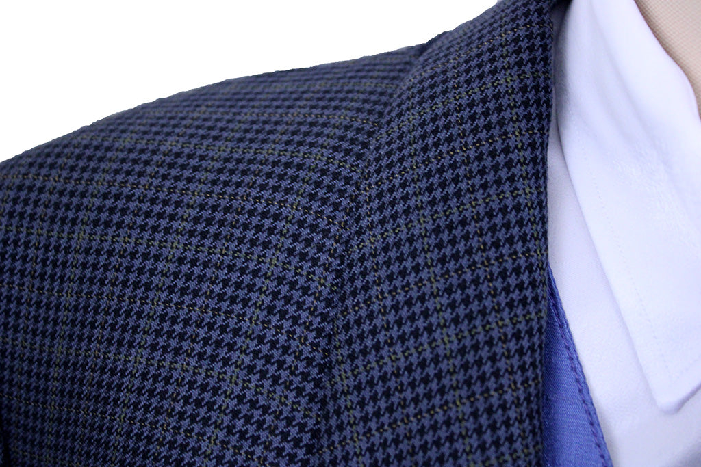 Day Coat Carl Meyer Navy with Sage and Gold Houndstooth