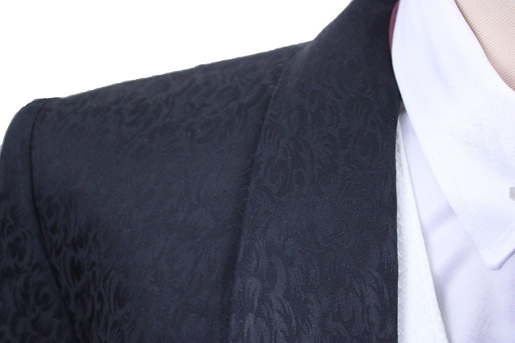 Day Coat Becker Brothers Black Paisley Tone-on-Tone Sheen