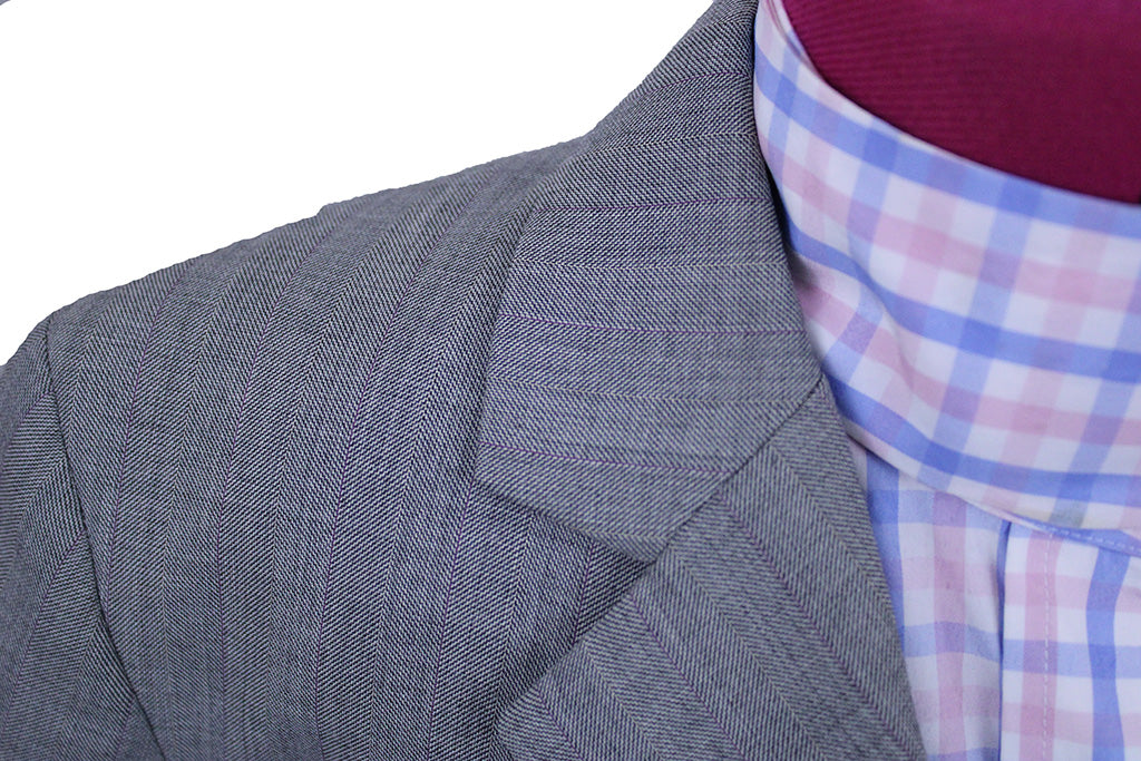 Hunt Coat Sterling Grey with Purple Pinstripe