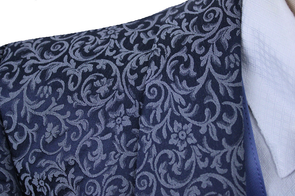 Day Coat Becker Brothers Navy and Silver Paisley