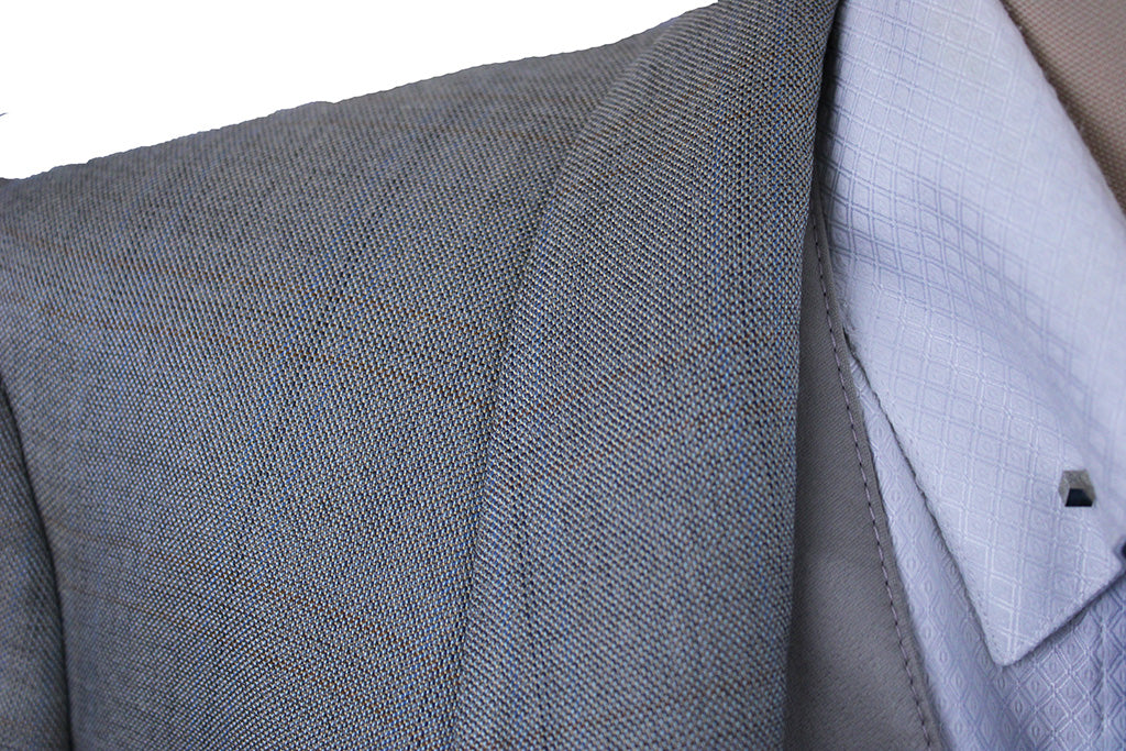 Carl Meyers Taupe with Blue and Rust Windowpane