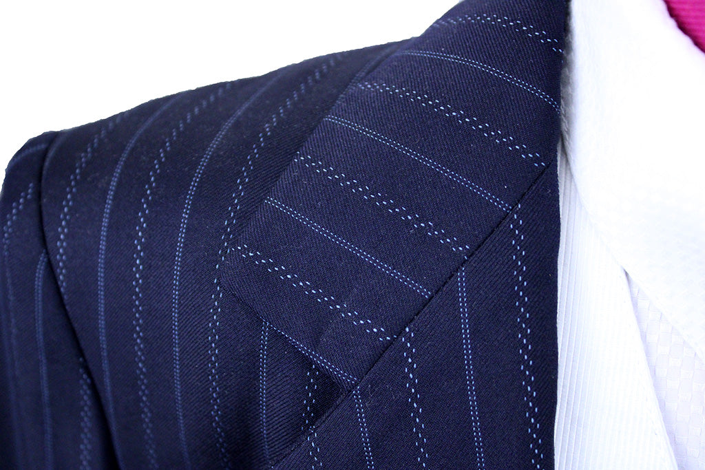 Day Suit Marsha DeArriaga Navy Blue with Light Blue Pin/Dot Stripe