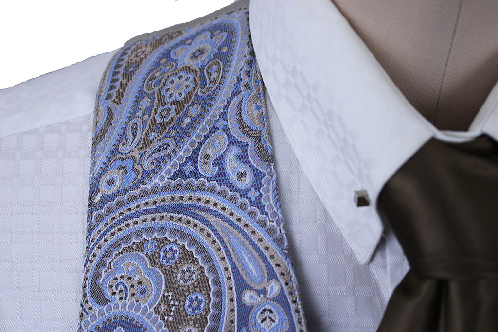 Vest DeRegnaucourt Blue and Tan Paisley Brocade