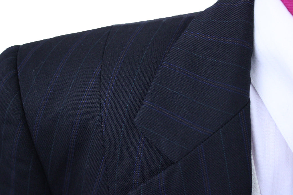 Day Suit LeCheval Black with Blue and Purple Pinstripe