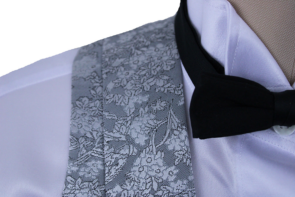 Formal Vest Becker Brothers Silver with Black Floral Brocade