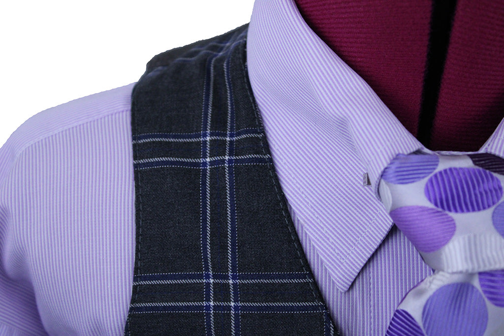 Boys Becker Brothers Charcoal with Blue and White Windowpane